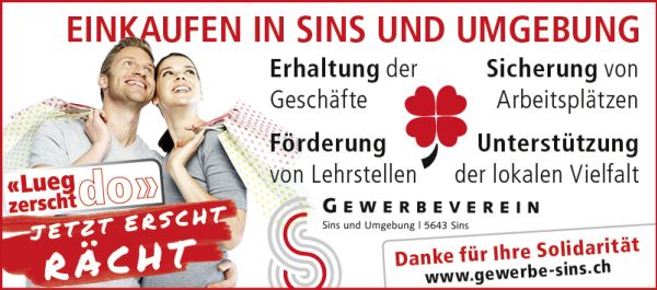 Lokal einkaufen Gewerbeverein Sins und Umgebung